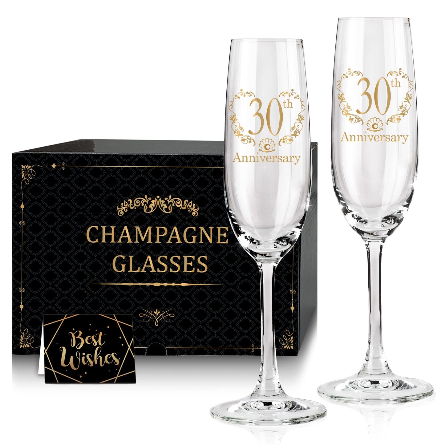 Tom Boy 30th Anniversary Champagne Flutes, 30th Wedding Anniversary Couple Gifts, Wedding Anniversary Champagne Flutes Glasses Set of 2, Couples gifts, Anniversary 30th Gifts for Parents
