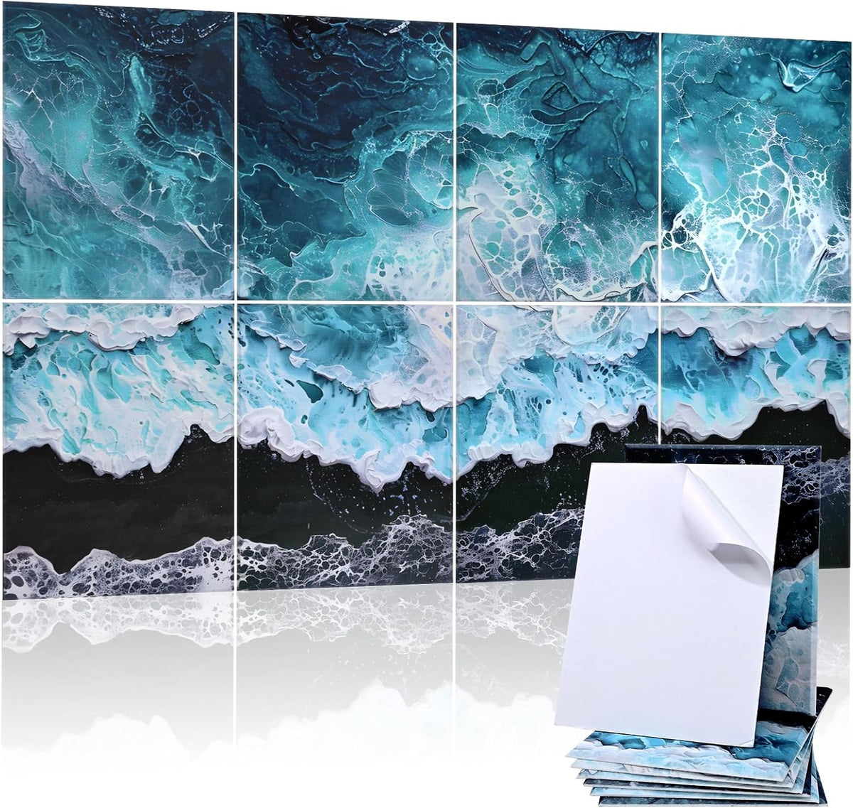 8 Pack Acoustic Panels, Soundproof Wall Panels, 48X32Inches Sound Proof Panels for Walls, Sound Absorbing Wall Art Decorative, Sound Dampening Panels for Recording, Home Studio(Black Beach)