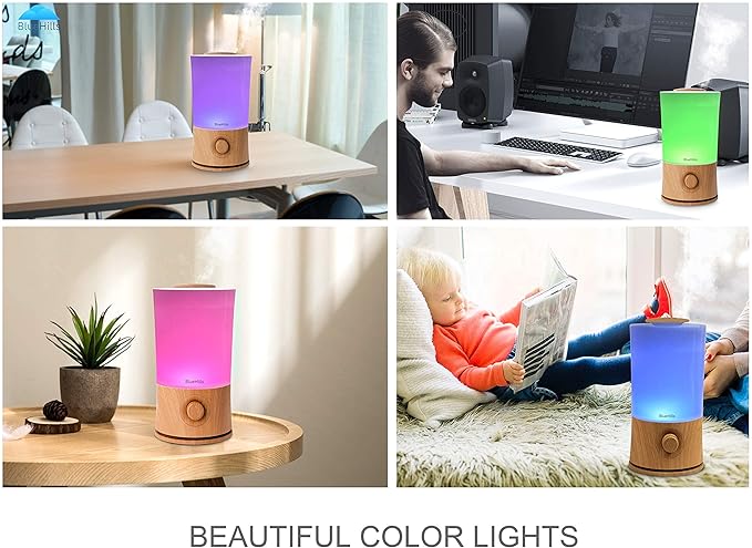 BlueHills Premium Set of Two Large 2000 ML and 2500 ML XL Essential Oil Diffusers Humidifier Combo for Large Room Home with LED Lights Great Gift – Value Pack of Wood Grain.