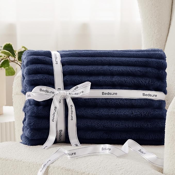 Bedsure GentleSoft Blue Fleece Blanket for Couch - Cozy Soft Blankets for Women, Cute Small Throws for Girls, 60x80 Inches