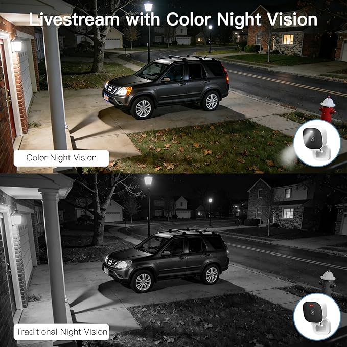 Vimtag Security Camera Outdoor 2.5K, 2.4G/5G Smart Wi-Fi Cameras for Home Security with Color Night Vision, Motion Activated Spotlight/Siren, IP66,2-Way Audio, Support Cloud/512G SD Card Storage,Wired