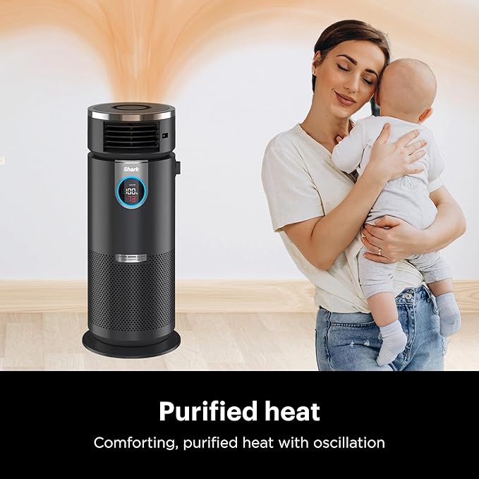 Shark HC451 3-in-1 Clean Sense Air Purifier, Heater & Fan, HEPA Filter, 500 Sq Ft, Oscillating, Small Room, Bedroom, Office, Captures 99.98% of Particles for Clean Air, Dust, Smoke & Allergens, Black