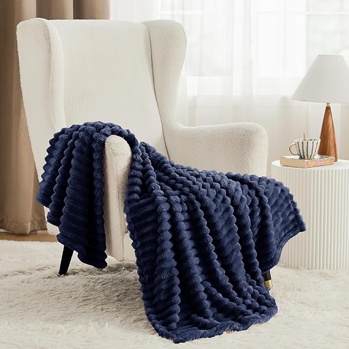 Bedsure GentleSoft Blue Fleece Blanket for Couch - Cozy Soft Blankets for Women, Cute Small Throws for Girls, 60x80 Inches