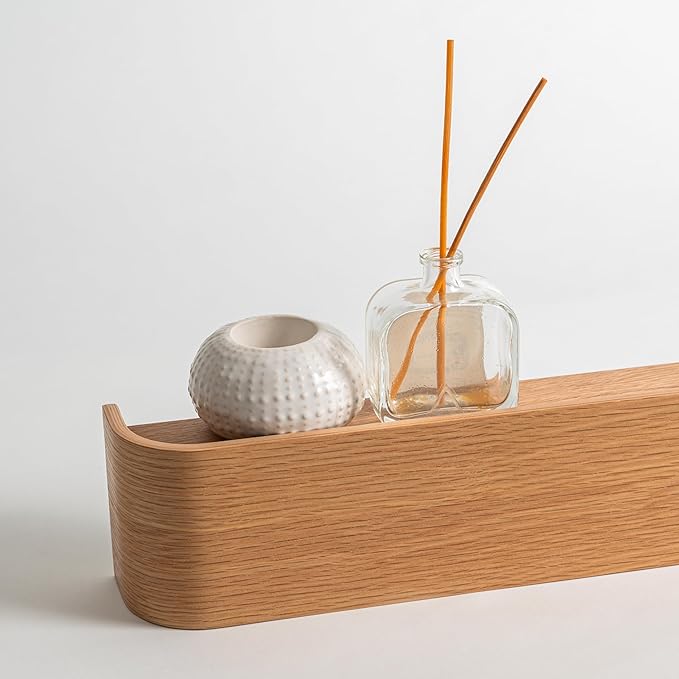 Kazai. Wall-Mounted Coat Rack 'Toke' - Modern Design Coat Rack with Hidden Wall Hooks - Solid Wood Veneer Panel Coat Hanger - Oak