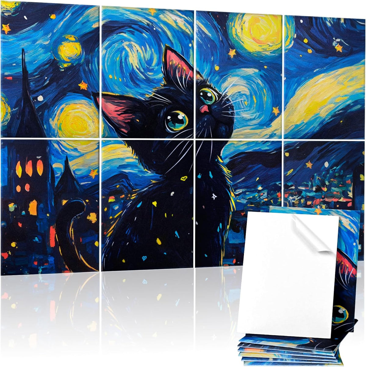 8 Pack Art Acoustic Panels, 48"x32"Sound Proof Panels for Walls, Acoustic Panels Sound Absorbing with Self Adhesive, Sound Panels Noise Reducing for Home, Sound Dampening Panels(Oil Painting)
