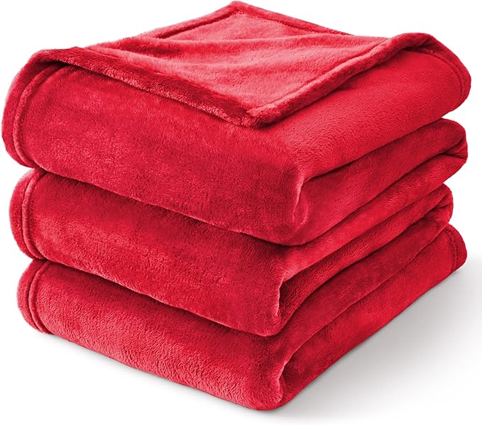 BEDELITE Fleece Blanket King Size Blankets for Bed, Luxury Plush Cozy Fuzzy Blanket 108x90 inches, Super Soft Warm Lightweight Throw Blanket All Seasons Suitable, Red