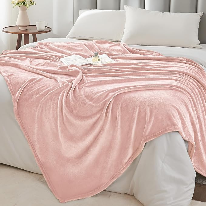 BEDELITE Fleece Blanket Twin Size Pink Morn Throw Blankets for Couch & Bed, Luxury Plush Cozy Fuzzy Blanket 60x80 inches, Super Soft Warm Lightweight Throw Blanket for Travel Camping