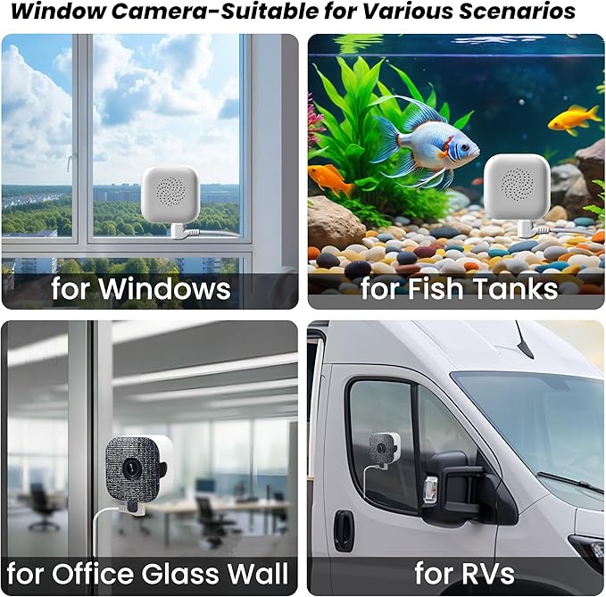 【2 Pack】 Window Cameras with 32GB SD Cards, 2K 3MP Indoor Cameras for Home Security, AI Starlight Color Night Vision, Easy Install & Use, 24/7 Recording, Support 5GHz & 2.4GHz WiFi