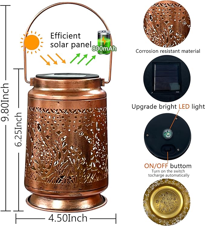 KY&BOSAM Solar Lanterns Outdoor Waterproof Pet Dog Memorial Garden Decor Hangings Metal Solar Lantern LED Lights 800Ah Battery Outside for Thoughtful Pet Loss Sympathy Remembrance Bereavement Gift