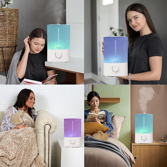 BlueHills Premium Set of Two Large 5000 ML XL and 4000 ML Essential Oil Diffusers Humidifier Combo for Large Room Home with Décor LED Lights Great Gift – Value Pack of White and Wood Grain