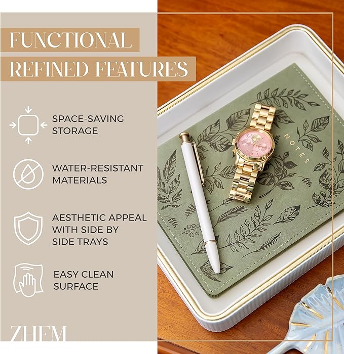 Small Night Stand Organizer Nightstand Tray Bedside Table Organizer Women| Dresser Trays for Bedroom Leather Valet Trinket Tray Catch All| Purse Bowl for Women| Desk Trays Key Holder Bowl