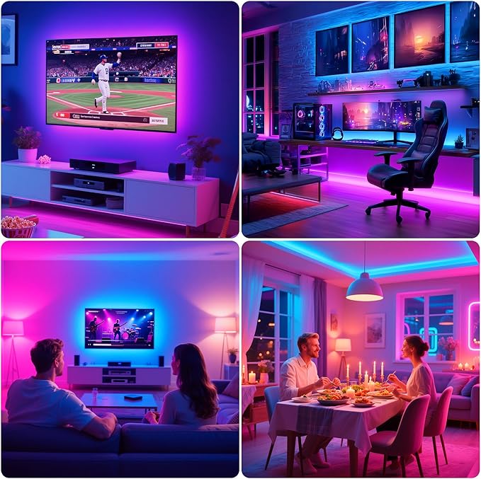 PANGTON VILLA Led Strip Lights 8.2ft for 40-60in TV, USB LED TV Backlight Kit with Remote - 16 Color 5050 LEDs Bias Lighting for HDTV