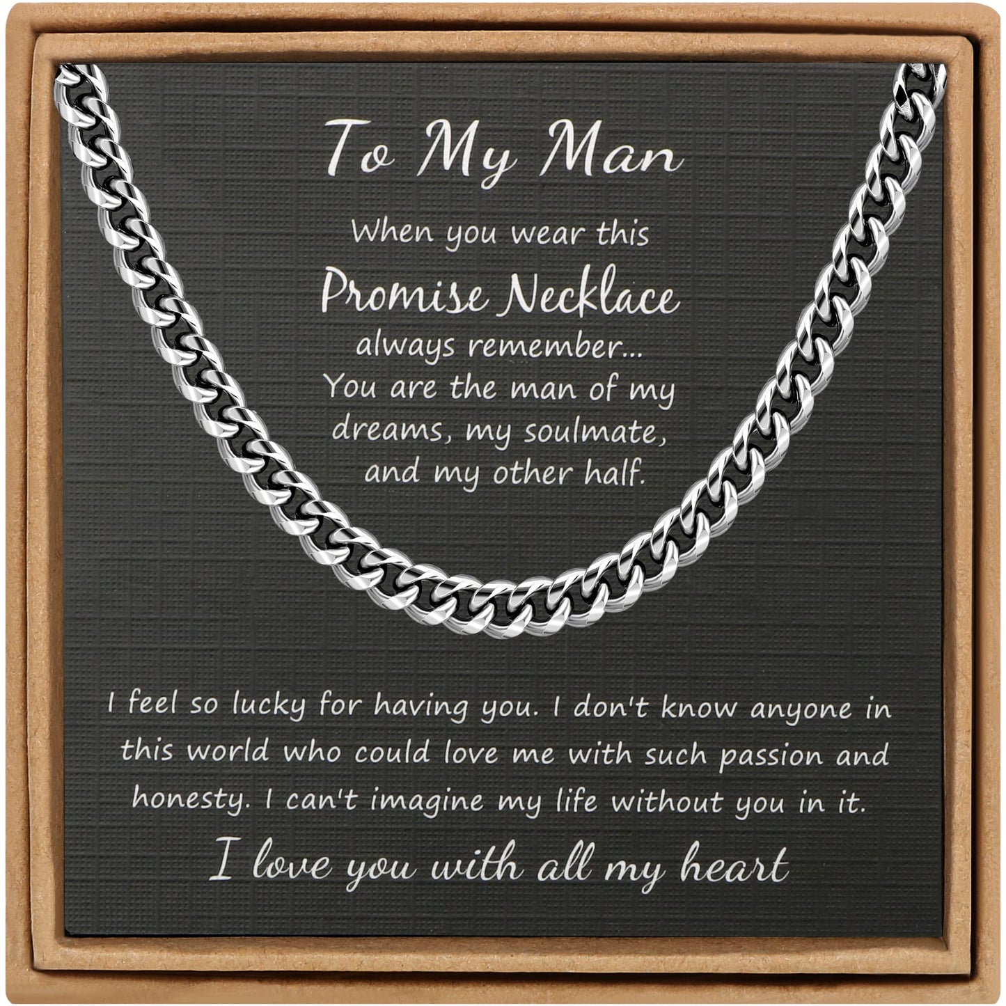 JoycuFF Birthday Gifts for Boyfriend Husband Anniversary Cuban Chain Necklace Stainless Steel Chain 6MM 26Inches Hip Hop Jewelry