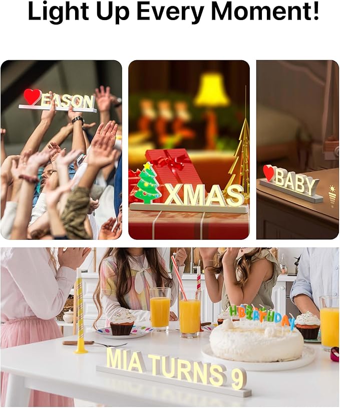 LED Magnetic Letter D, H 3.7" Light with Touch Control, White, Dimmable, Warm White 3000K