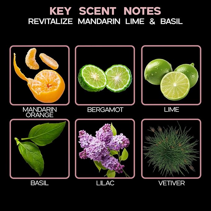 LOVSPA REVITALIZE Mandarin Lime & Basil Diffuser Oil - Essential Oils for Diffuser Refill & Air Freshener Room Spray - Long-Lasting & Natural Home Fragrance, Scented Oil for Diffusers, USA Made, 4oz