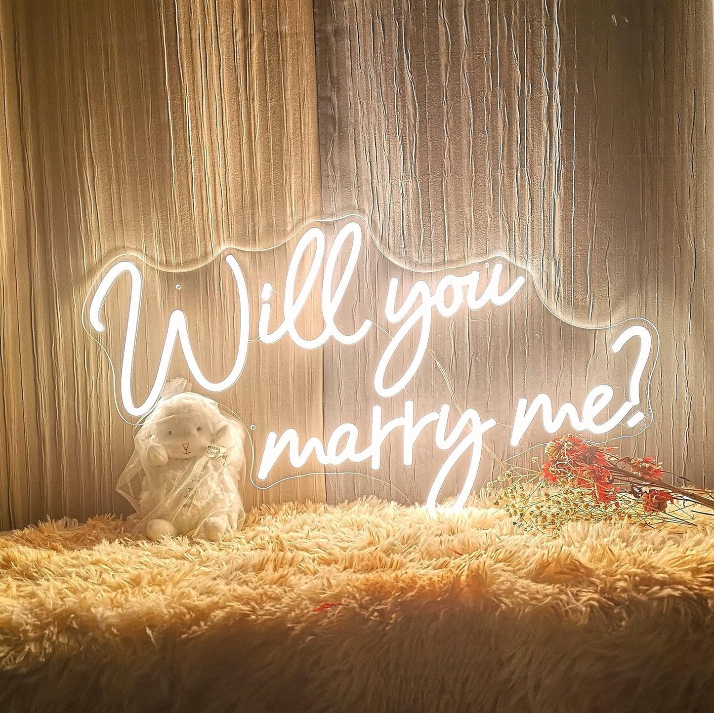 Will You Marry Me Neon Sign 25.2"×15"" Warm White with Lights for Proposal Wedding Decorations Marry Me Sign for Engagement Romantic Neon Sign Wall Art for Wife (25 x 15)"