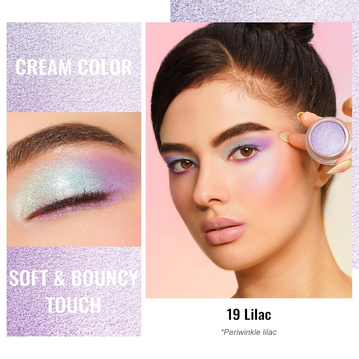 Oulac Purple Cream Eyeshadow also for Highlighter Large Capacity Highly Pigmented Eye Shadow Waterproof &Long Lasting with Moisturizing Formula, Shimmer Glitter Eye Makeup. 6g.(19)