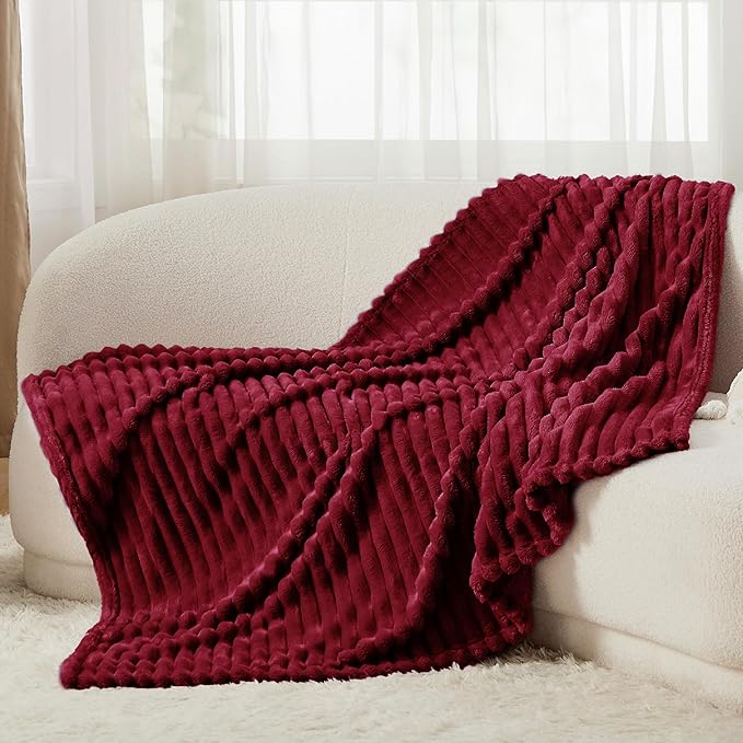 Bedsure GentleSoft Deep Red Fleece Blanket for Couch - Cozy Soft Blankets for Women, Cute Small Throws for Girls, 50x70 Inches