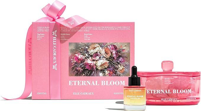 Orange Blossom Oil Diffuser Aromatherapy Gift Set with Crystal Stones – Home Spa & Relaxation Oil Gift for Women, Luxury Decor & Gift for Women, Housewarming or Birthday Gift Set | 1.06oz