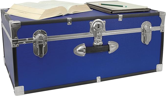 Seward Trunk College Dorm and Camp Storage Footlocker Trunk, Blue, 30-Inch (SWD5120-40)