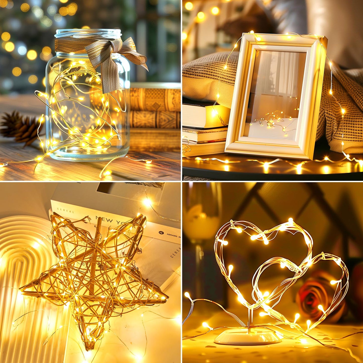 Minetom 66 Feet 200 LEDs USB Fairy String Lights with Remote, Copper Wire Starry Lights for Bedroom Wall Ceiling Christmas Tree Wreath Craft Wedding Party Decoration, Warm White