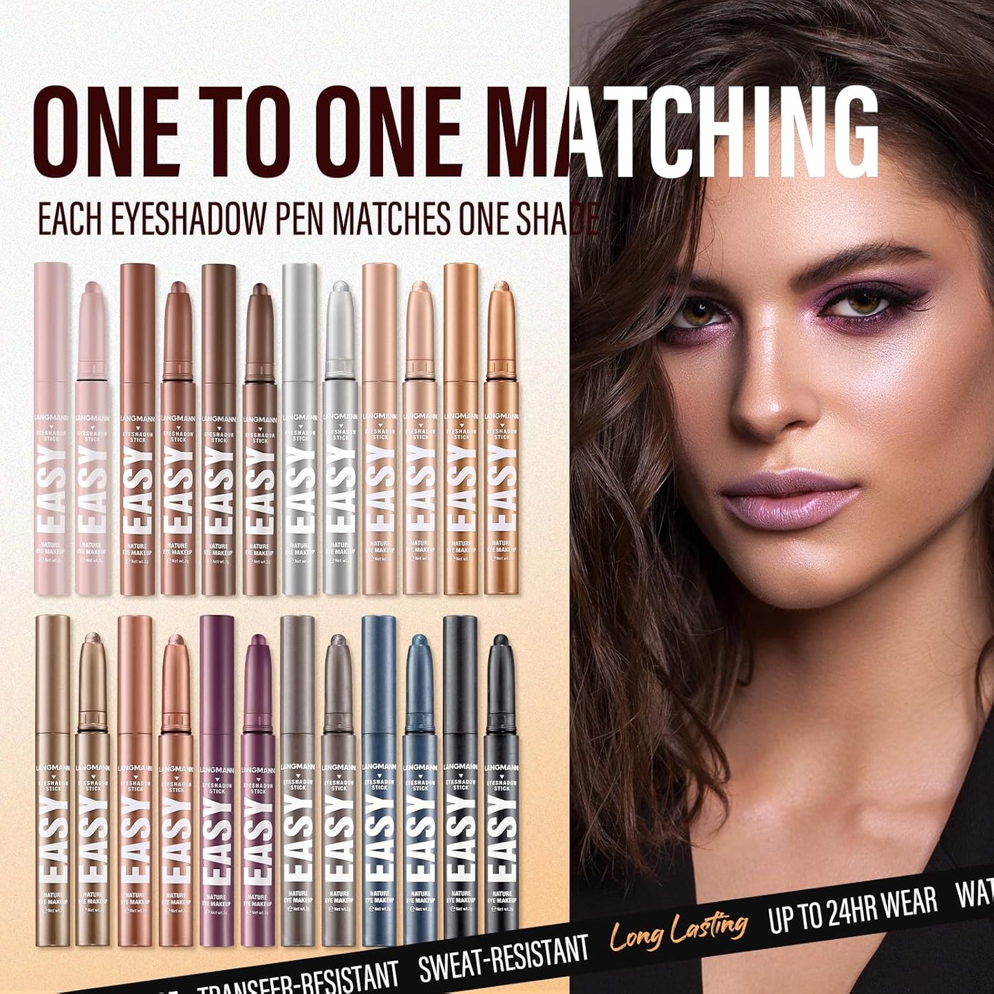 Jolilab Eyeshadow Stick Set, 2 Colors Matte Professional Bright-Colored Contouring and Highlight Eyeshadow Stick, Cream Waterproof Long Lasting High Pigmented Eye Shadow. (2, 07+08 2pcs)