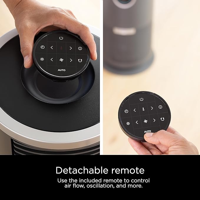 Shark 3 in 1 Air Purifiers for Home, Bedroom, or Office with HEPA Filter, Small Space Heater and Fan Combo, Filters Smoke, Covers up to 500 Sq Ft, Clean Sense Technology, Heat, Cool and Purify, HC452
