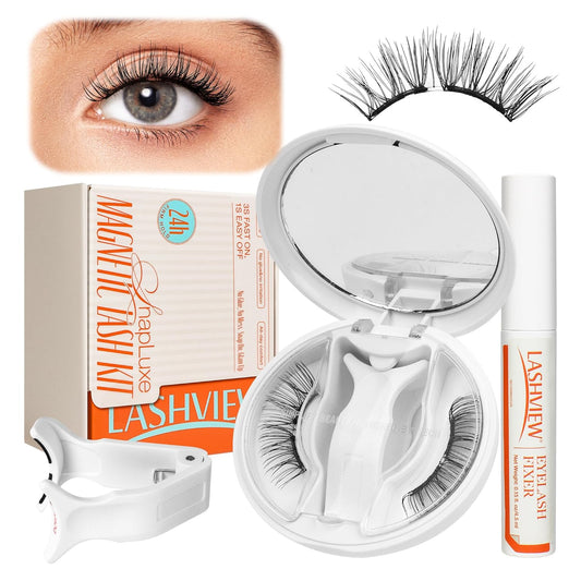 LASHVIEW Upgrade Magnetic Eyelashes with Applicator Soft Magnetic Eyelashes Natural Look Reusable No Glue Needed Easy to Wear and Remove (YT14)