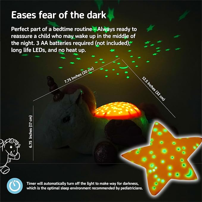 Cloud b Calming Nightlight Star Projector | Gentle Brightness | 3 Colors | 3 Constellations | Auto-Shutoff | Unicorn w/ Wings