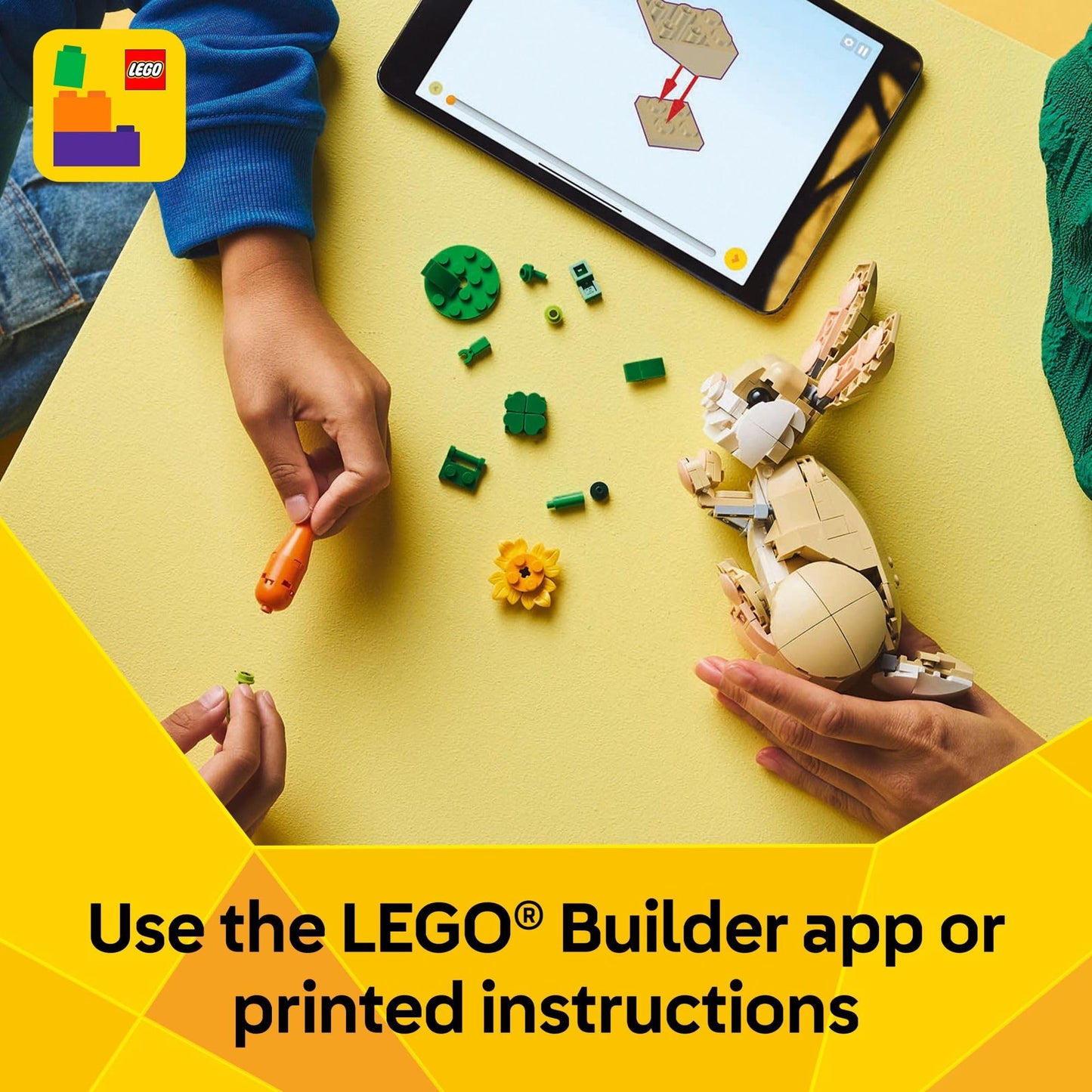 LEGO Creator 3 in 1 Cute Bunny Toy - Building Toy Set with 3 Build Options, Bunny, Seal, or Llama - Birthday Gift & Craft - Animal Figures for Kids, Girls and Boys, Ages 8+ - 31162