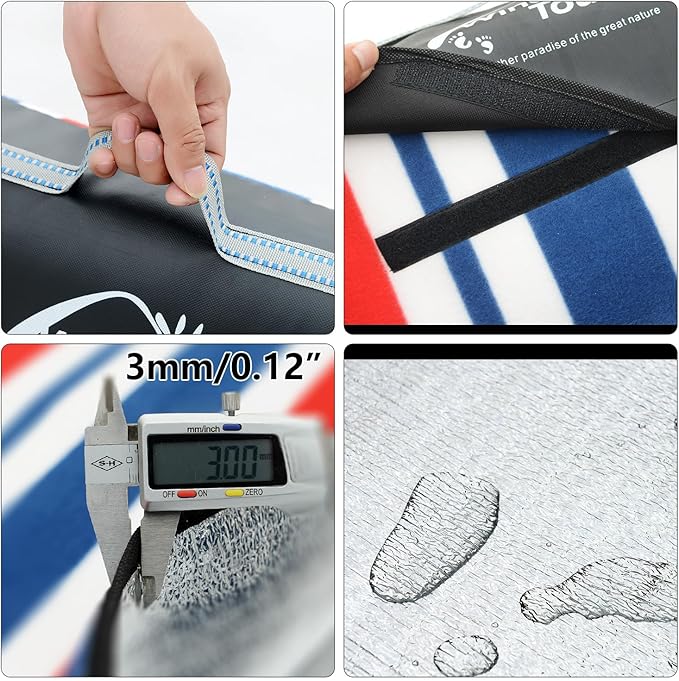 Wind Tour Family Outdoor Waterproof Durable Picnic Blankets with Carry Strap Foldable Sandproof Picnic Floor Mat for Kids Playground Camping Hiking Grass Travelling (1, Red & blue stripes-150*200cm)