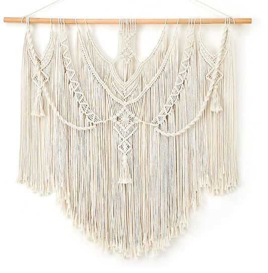 Mkono Macrame Wall Hanging Boho Home Decor Chic Woven Decoration for Bedroom Living Room Apartment Dorm Gallery Perfect Handmade Christmas Gift Ideas, 1 Pack, Large Size, 36"x35"""