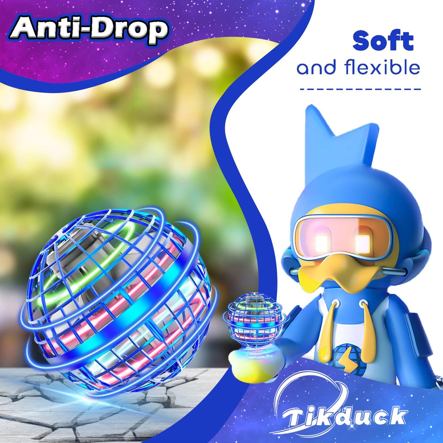 Tikduck Flying Orb Ball 2025 Toys Soaring Hover Boomerang Spinner Hand Controlled Mini Drone Cosmic Globe Spinning Kids Adults Outdoor Birthday Gift Cool Stuff for Boys Girls 6 7 8 9 10+ Year Old