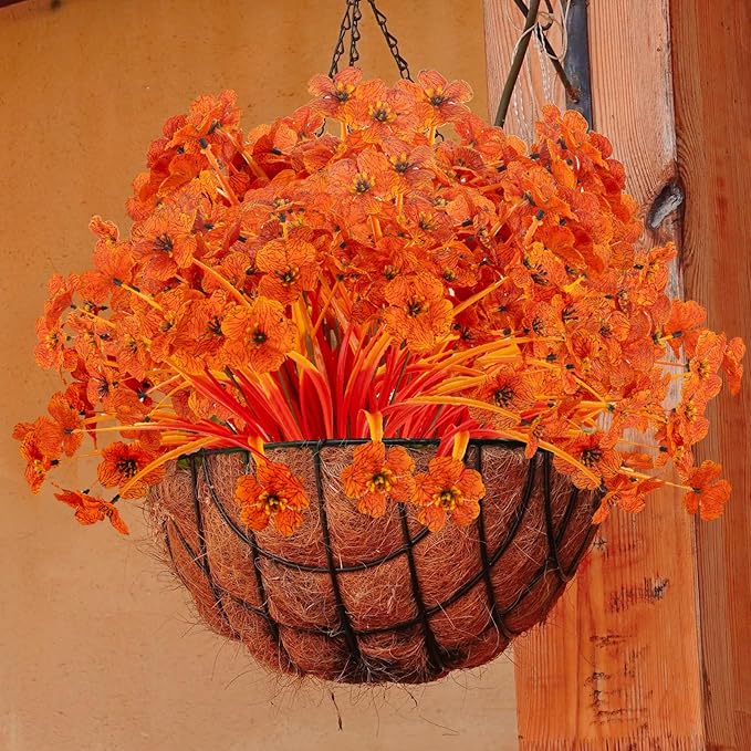 20 Bundles Artificial Fall Flowers No Fade Faux Autumn Plants Fake Flowers No Fade Faux Plastic Plants Thanksgiving Harvest Decoration (Fall Red)