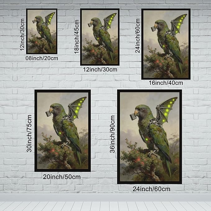 Framed Mechanical Fantasy Wall Art for Modern Living Room Industrial Sci Fi Decor Statement Piece 08x12in