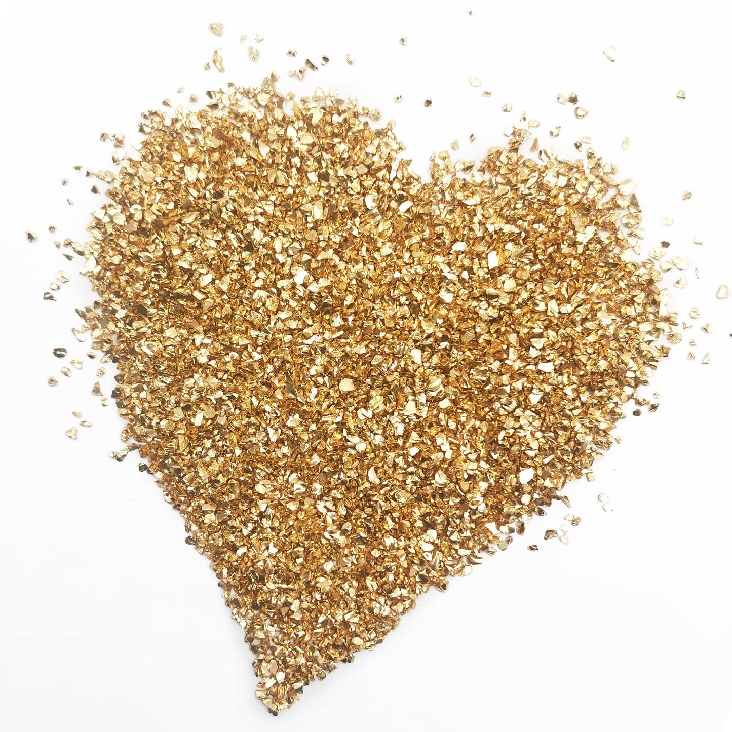 LYFJXX 1 lb Crushed Glass Glitter for Crafts, DIY Nail Art, Vase fillers for Centerpieces Table Scatter, Irregular Chips, Wedding Decoration, Home Decor (Gold)