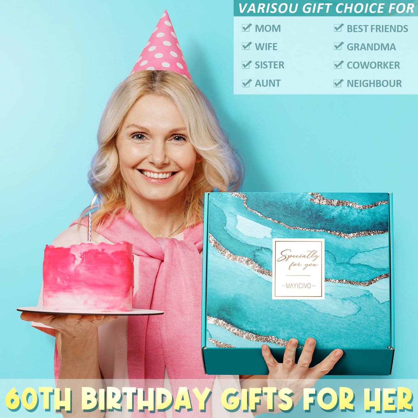 60th Birthday Gifts for Women Her, Cool 1965 Birthday Gifts for 60 Year Old Women 60 Fabulous Gifts, Funny Unique Happy 60th Birthday Gifts Ideas for Her Mom Sister Friend Grandma with Canvas Tote Bag
