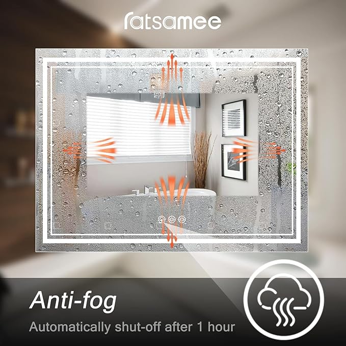 72x32 Inch Led Mirror for Bathroom with Front Light and Backlit, Dimmable Anti Fog Wall Bathroom Mirror with Led Lights, Water Proof, Decor Vanity Mirror