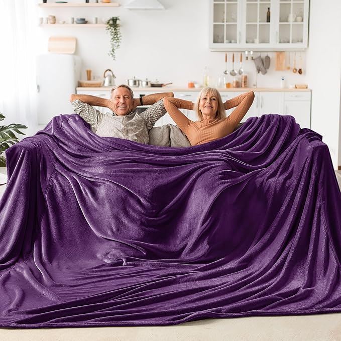 BEDELITE Big Fleece Blanket - 120" x 120" (10' x 10'), Super Soft Fluffy Fuzzy Oversized King Blanket for Bed, Couch, Sofa, Camping,Fits Whole Family,Purple