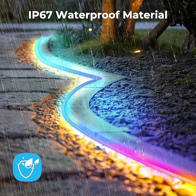 100FT LED Neon Rope Lights, Flexible Led Rope Lights Control with App/Remote, IP67 Outdoor RGB Color Changing Led Neon Lights Waterproof, Music Sync Led Strip Neon Lights for Bedroom Decor