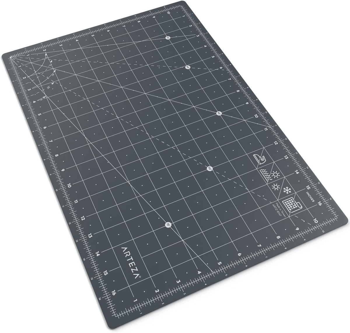 Arteza Self Healing Rotary Cutting Mat, 12"x18" with Grid & Non Slip Surface for Fabric, Paper, Vinyl, Plastic, Eco Friendly, Durable & Flexible, Great for Crafts, Quilting, Sewing, Scrapbooking