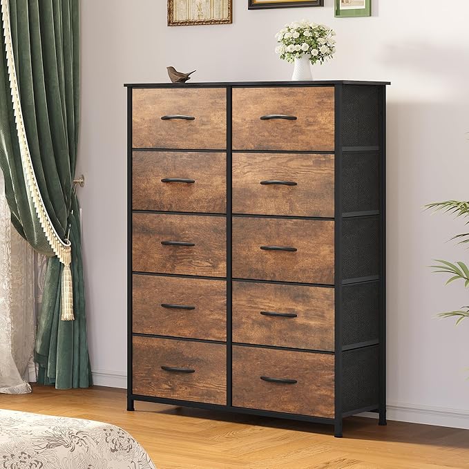 YITAHOME 10 Drawer Dresser - Fabric Storage Tower, Organizer Unit for Bedroom, Living Room, Hallway, Closets