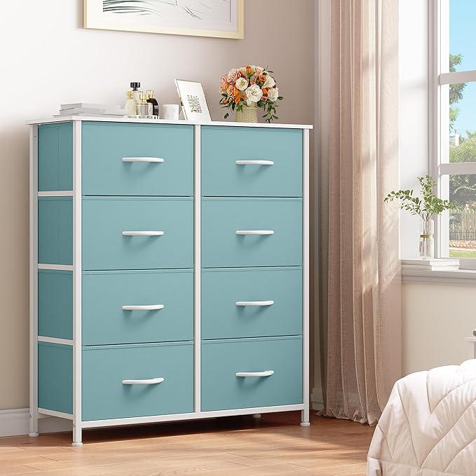 YITAHOME Fabric Dresser for Bedroom, Tall Storage Dresser with 8 Drawers, Black Dresser & Chest of Drawers, Storage Drawer Organizer for Closet, Bedroom, Living Room