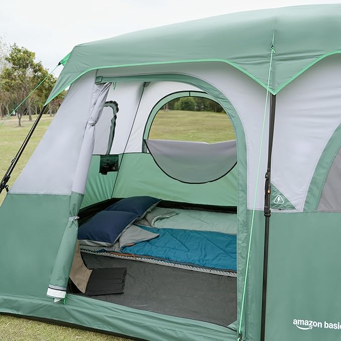 Amazon Basics Instant Camping Tent with Rainfly, Weather-Resistant, Quick Setup