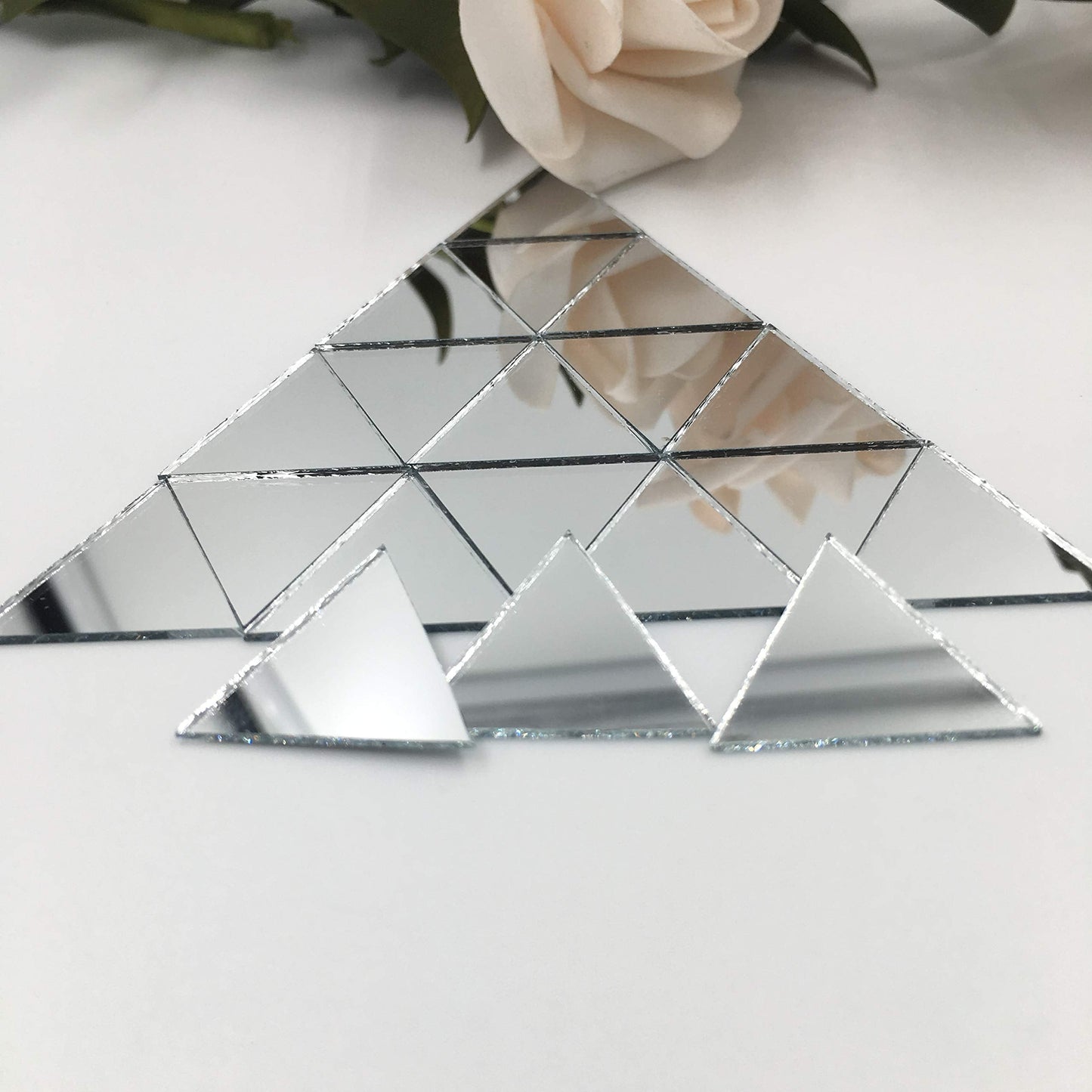 1" Triangle Mirror Mosaic Tiles Triangular Shape Craft Mirrors 150pcs"