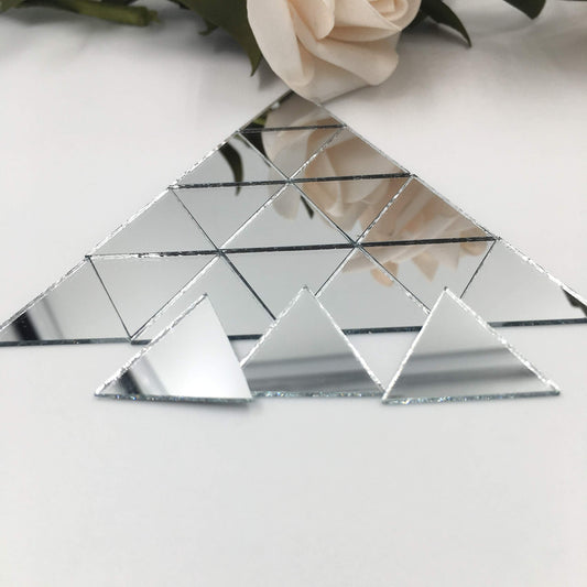 1" Triangle Mirror Mosaic Tiles Triangular Shape Craft Mirrors 150pcs"