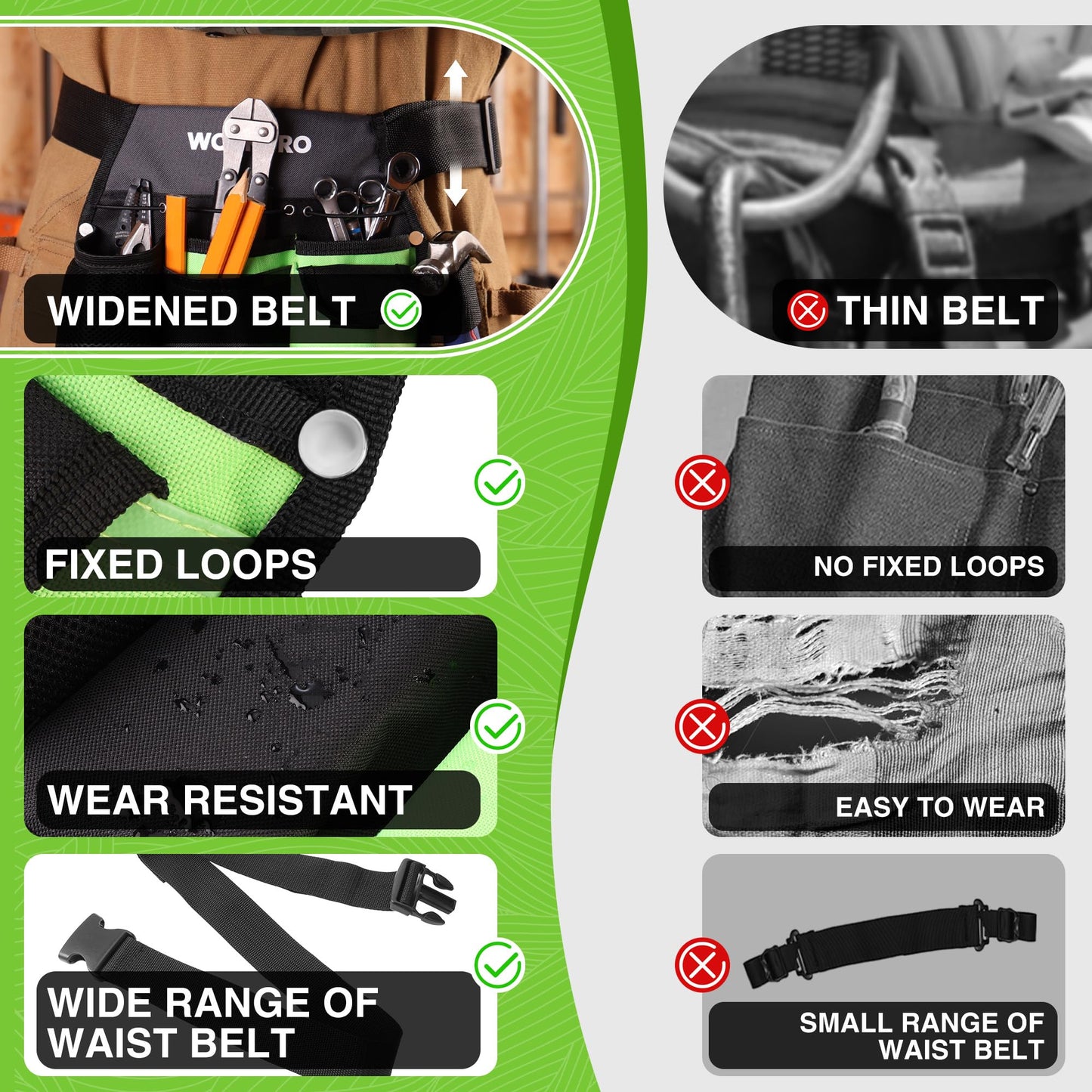 WORKPRO Garden Tool Belt, 5-Pocket Single Side Gardening Tool Pouch with Adjustable Waist Strap, Utility Garden Waist Bag for Women, Ideal for Gardening, Carpentry, and DIY Projects