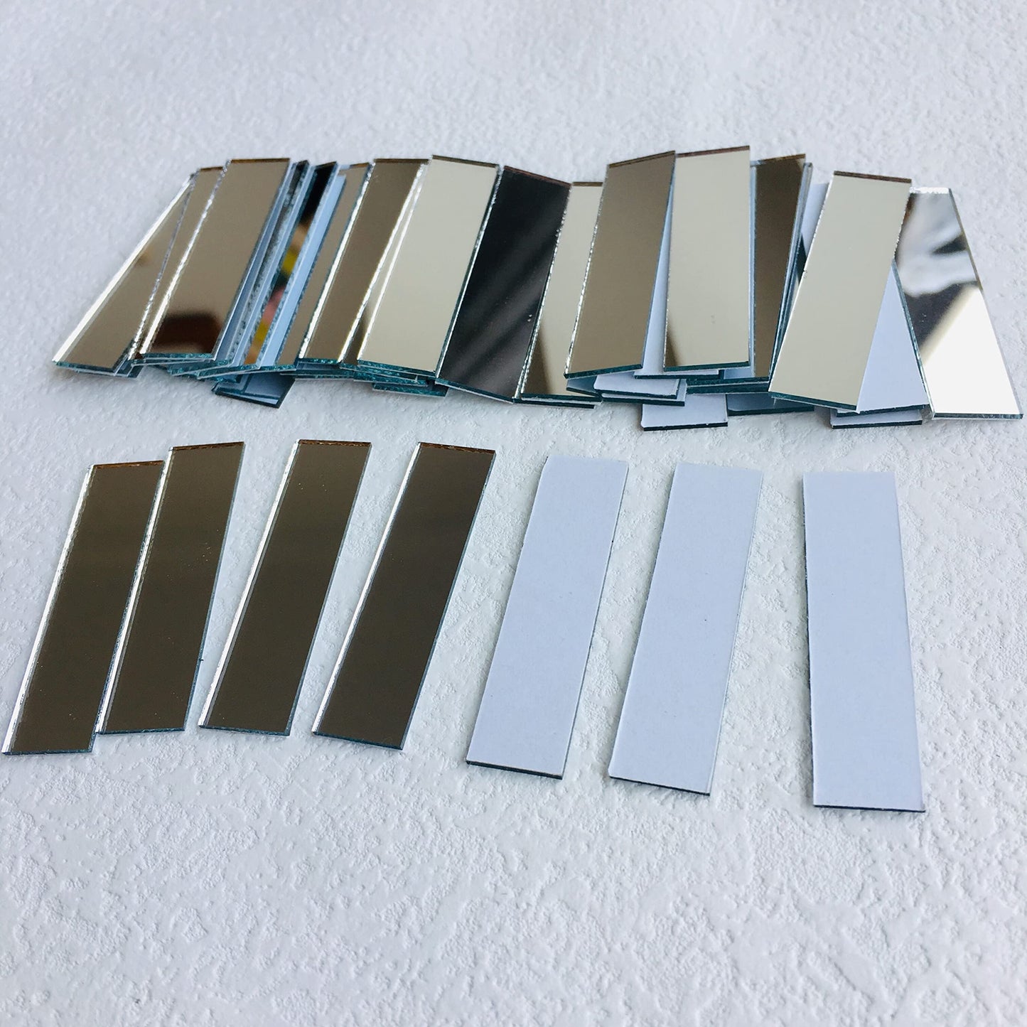 NUO RUI Adhesive Rectangular 1/2" x 2"" Mirror Mosaic Tile 100 Pcs"