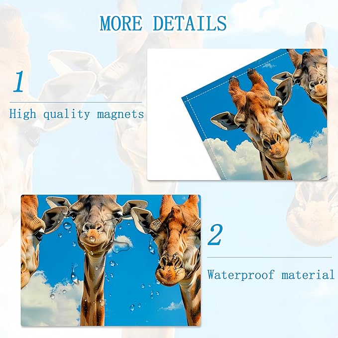 4 Pack Fluorescent Light Covers for Ceiling Lights -Magnetic Cloud Cover for Fluorescent Or LED Fixture 2ft x 4ft Classroom,Home,Office Decoration Filters Overhead Lighting-Three giraffes