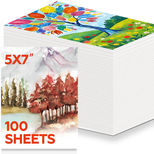 100 Sheets Watercolor Paper Bulk，5 x 7 Inch Cold Press 140 lb/300 GSM Water Color Paper for Kids Adults.Watercolor Drawing Paint Paper for Art Drawing Supplies